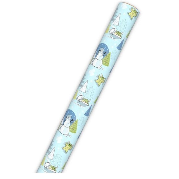 Hallmark Wrapping Paper Christmas The Mandalorian Grogu Snow Fun 35 sq ft Roll - Picture 4 of 4